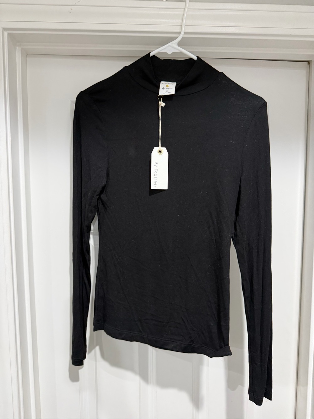By Together Black Slim Mock Neck Long Sleeve Top